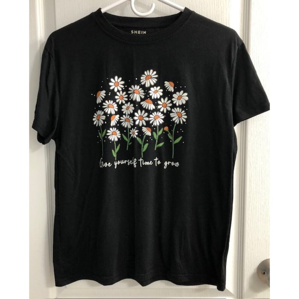Shein Women's T-Shirt "Give Yourself Time To Grow" Size Medium